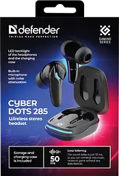 Навушники бездротові Defender CyberDots 285 TWS bluetooth в кейсі чорні (63285) - мініатюра 8