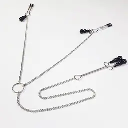 Затискачі для сосків та клітора з чорними намистинами Art of Sex - Nipple and clit clamps black Pearl - мініатюра 3