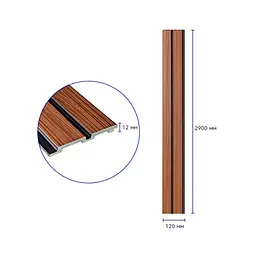 Рейка декоративна Wall Sticker PS 2900х120х12 мм Темний дуб SW-00001746 - мініатюра 3