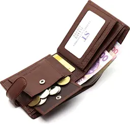 Стильне шкіряне чоловіче портмоне ST Leather В103 коричневе 9,5 см - мініатюра 5