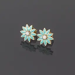 Сережки гвоздики з квітами з жовтого золота S-0026
