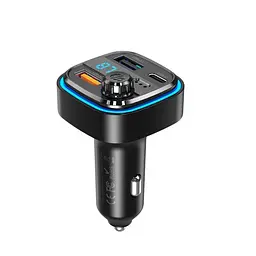 ФМ-модулятор XO BCC08 MP3 5V/3.1A Car Charger with Ambient Light Чорний - мініатюра 3