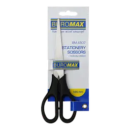 Ножиці офісні BM.4507 BUROMAX, 165 мм чорні, на блістері (4823078958204)