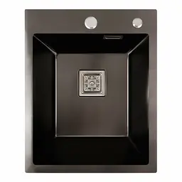 Кухонна мийка Platinum PVD чорна Handmade HSBB (квадратний сифон, 3.0,/1.0) 40x50, Чорний