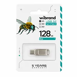 Флеш-накопичувач Wibrand USB 3.2 Gen1 Bee 128GB USB Type-A/USB Type-C Silver (WI3.2TC/BE128TC039S) - мініатюра 2