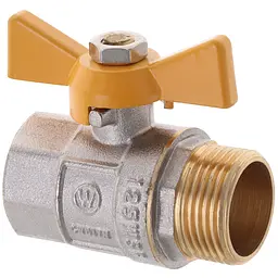 Кран кульовий Waterpro WP607-20FMW-Y - 3/4" Fmw ГШМ Yellow, ручка "метелик" жовта WP2892 - мініатюра 2