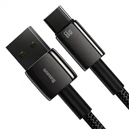 Кабель Baseus Tungsten Gold Fast Charging Cable USB to Type-C 66W 1m CATWJ-B01 Black - мініатюра 2