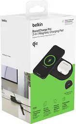 Зарядное устройство беспроводное 2 в 1 Belkin Qi2 Pad 15W Black - мініатюра 3