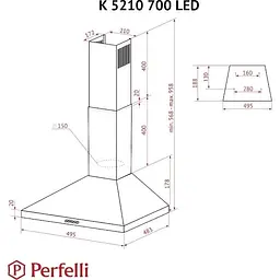 Витяжка Perfelli K 5210 WH 700 LED - мініатюра 8