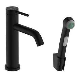Змішувач для умивальника Hansgrohe Tecturis S з гігієнічним душем matt black 73211670