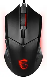 Миша MSI Clutch GM08, чорний, USB, оптична (сенсор PAW-3519), 200/400/800/1600/3200/4200 dpi, 6 кнопок, червона LED
