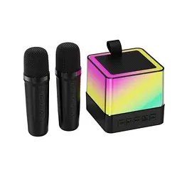 Портативна Bluetooth колонка K18 з LED-підсвічуванням 2 мікрофони чорний - мініатюра 7