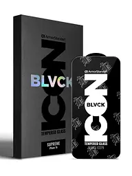 Захисне скло для Apple iPhone 16, Supreme Black Icon, повноекранне загартоване скло 9H, 3D, протиударне, ультратонке, глянцеве, з олеофобним і жировідштовхуючим покриттям, з сіточкою на динамік, преміум, ArmorStandart (ARM78035)