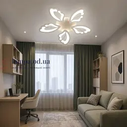 Стильна стельова LED-люстра для спальні та вітальні Diasha 8166/5WH біла, квітка, 80 Вт, 64 см, 10-16m2