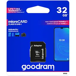 Memory card microSD 32Gb GoodRAM SDHC (class 10 UHS I U1) Retail + adapter - мініатюра 3