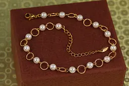 Браслет Xuping Jewelry на ногу з перлинами 29 см золотистий