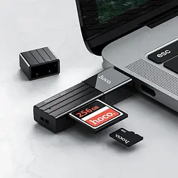 Кардрiдер Hoco HB20 Mindful 2-in-1card reader(USB3.0) Black (6931474735218) - мініатюра 4