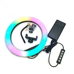 Селфи-лампа LED кольцевая 26см Voltronic MJ26 RGB + штатив - мініатюра 2