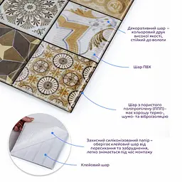 Декоративна плитка Sticker Wall ПВХ на самоклейці 300х300х5мм Квадрат СПП-604 SW-00000671 - мініатюра 2