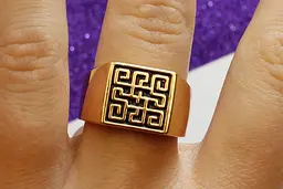 Печатка Xuping Jewelry р 22 квадратна лабіринт золотиста - мініатюра 2