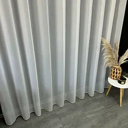 Турецький тюль креп з люрексом білий 400х270, люверси ALBO pbe0052338 - мініатюра 4