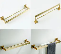 Вішалка подвійна для рушника Rea Erlo 02 brushed gold REA-06909, Золотий - мініатюра 4
