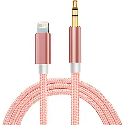 Кабель AUX Lightning - TRS Audio 3.5мм Male/Male 1м Pink