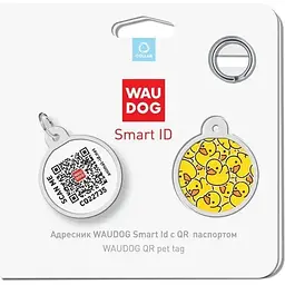 Адресник для собак і котів Waudog Smart ID з QR паспортом Уточки, S, діаметр 25 мм - мініатюра 4