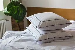 Комплект постільної білизни Ecotton Євро з вишивкою та кантом український хрестик Dark Blue із перкалю в чохлі (25140) - мініатюра 9