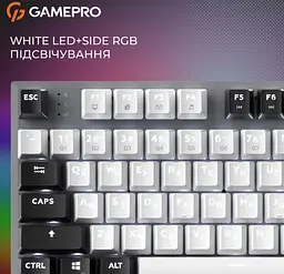 Механічна ігрова клавіатура GamePro MK-124-G USB Hot-Swap Outemu Red Switch Black-White - мініатюра 16