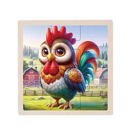 Дитячий дерев'яний пазл-вкладиш "Півник" Bambi MD 1509-25, 6 елементів 9,8 х 9,8 х 0,4 см