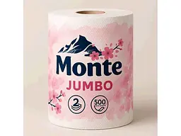 Рушник паперовий MONTE 1рул 2 шаровий JUMBO 100м 500 відривів