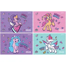 Зошит для малювання А4/12арк. "Kite" /LP24-241/ скоба, УФ лак + глиттер, My Little Pony (20/160)