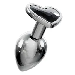Металева анальна пробка I’MCUM Crystal Heart Розмір L з чорним кристалом (IM-KGS005_L) - мініатюра 3