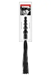 Флогер с ручкой с анальным ожерельем Fetish Tentation Whip with Rosary Handle, 19х4 см, черный - миниатюра 3