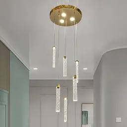 Каскадна золота LED люстра на 6 скляних підвісів Artlight 2317/6GD