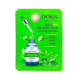 Тканинна маска для обличчя Doris Grеen Tea Real Essenc Mask з екстрактом зеленого чаю