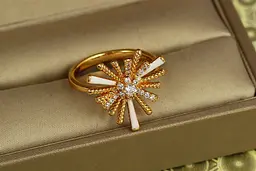 Кільце Xuping Jewelry Гольчата айстра з білою керамікою р 18 золотисте