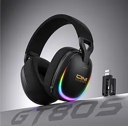 Навушники Onikuma ігрові блютуз GT-805 Max з мікрофоном RGB підсвітка Bluetooth 5.4 + 2.4GHz AUX до 60 годин роботи для ПК - мініатюра 7