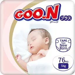 Подгузники Goo.N Plus NB (0-5 кг) 76 шт. на липучках для новорожденных унисекс