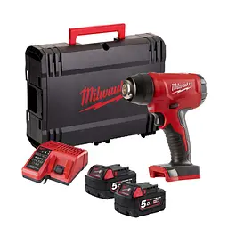 Термоповітродувка акумуляторна MILWAUKEE, M18 BHG-502C (зарядний пристрій M12-18 FC, 2 акумулятори М18 В5 5Аг, аксесуари, кейс) - мініатюра 2