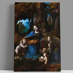 Інтер'єрна картина Мадонна в скелях, Леонардо да Вінчі, Leonardo da Vinci, Virgin of the Rocks, 60×40 см (id6758)