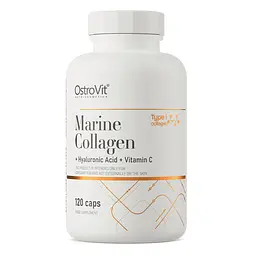 Препарат для суглобів і зв'язок OstroVit Marine Collagen with Hyaluronic Acid and Vitamin C, 120 капсул