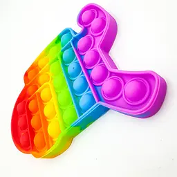 Сенсорна іграшка антистрес силіконова нескінченна пухирка попит UKC Pop It Fidget Амонгас біжить веселка - мініатюра 6