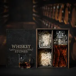 Подарунковий набір віскі Whiskey Stones №12 у дерев'яному пеналі - графин + склянки Bormioli Rocco Cassiopea - мініатюра 4