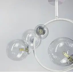 Стельова люстра у формі кільця білого кольору з прозорими плафонами Bubble Line.F H 069/5 WT - мініатюра 4