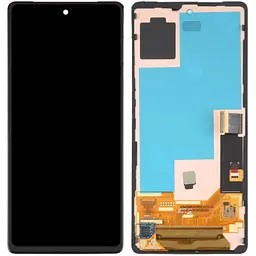 Дисплей Google Pixel 7 чорний, Amoled, PRC переклеєне скло, з рамкою, зі шлейфом сканера відбитка пальця