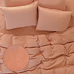 Комплект постільної білизни Barine вафельна Waffle Євро Рожевий 000165570 - мініатюра 2
