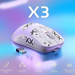 Бездротова мишка ATTACK SHARK X3 Purple | Сенсор PAW3395 | 65 годин акум - мініатюра 4