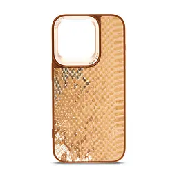 Кожаный чехол для Apple iPhone 14 Pro, Harder Snake Pattern, бежевый, термополиуретан ТПУ + экокожа с текстурой змеиной кожи, панель, защита корпуса, противоударный, микрофибра, рамка вокруг камеры, защита всего корпуса, (ARM76806)